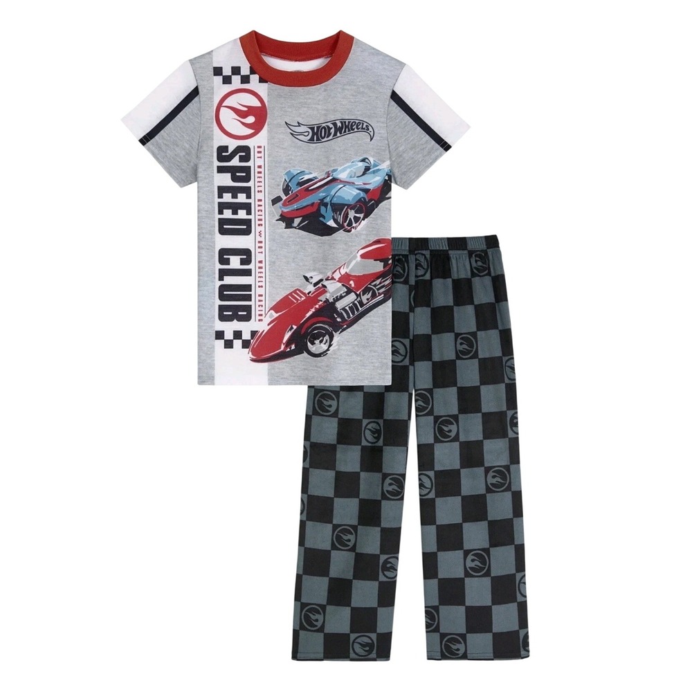 NWT Hot Wheels Boys Pajama Set Large 10-12 T-Shirt Pants‎ Race Cars Kidcore Gift